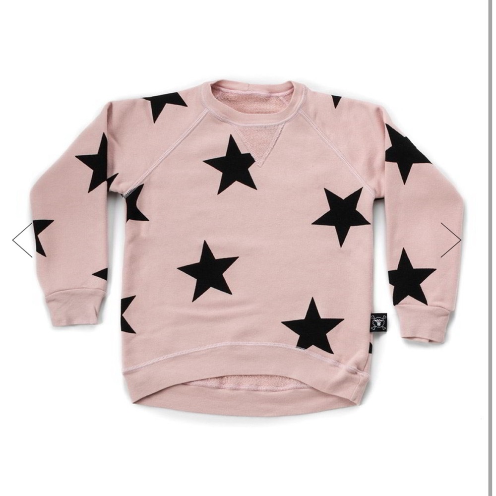 • Nununu • Baby Girls Star Print Sweatshirt Pink Black 0-6 Months